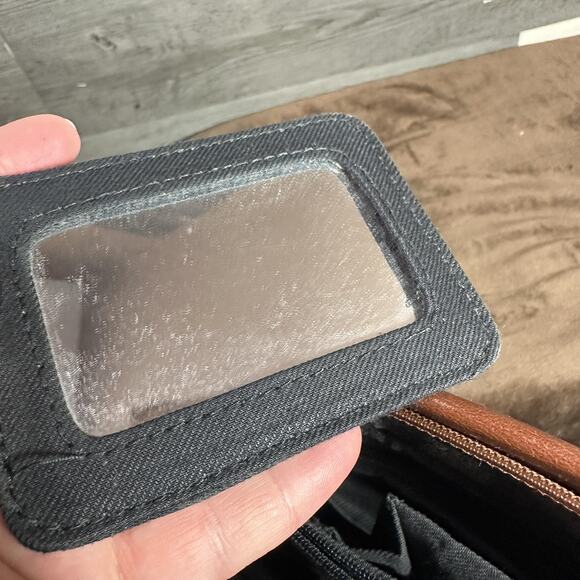 Vintage Carriage House Leather Purse Handbag Tan & Navy Many Pockets - Picture 16 of 16